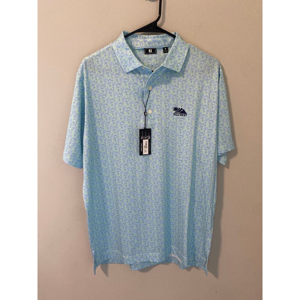 New FootJoy PGA West Golf Polo Shirt Men’s Medium Blue Performance
